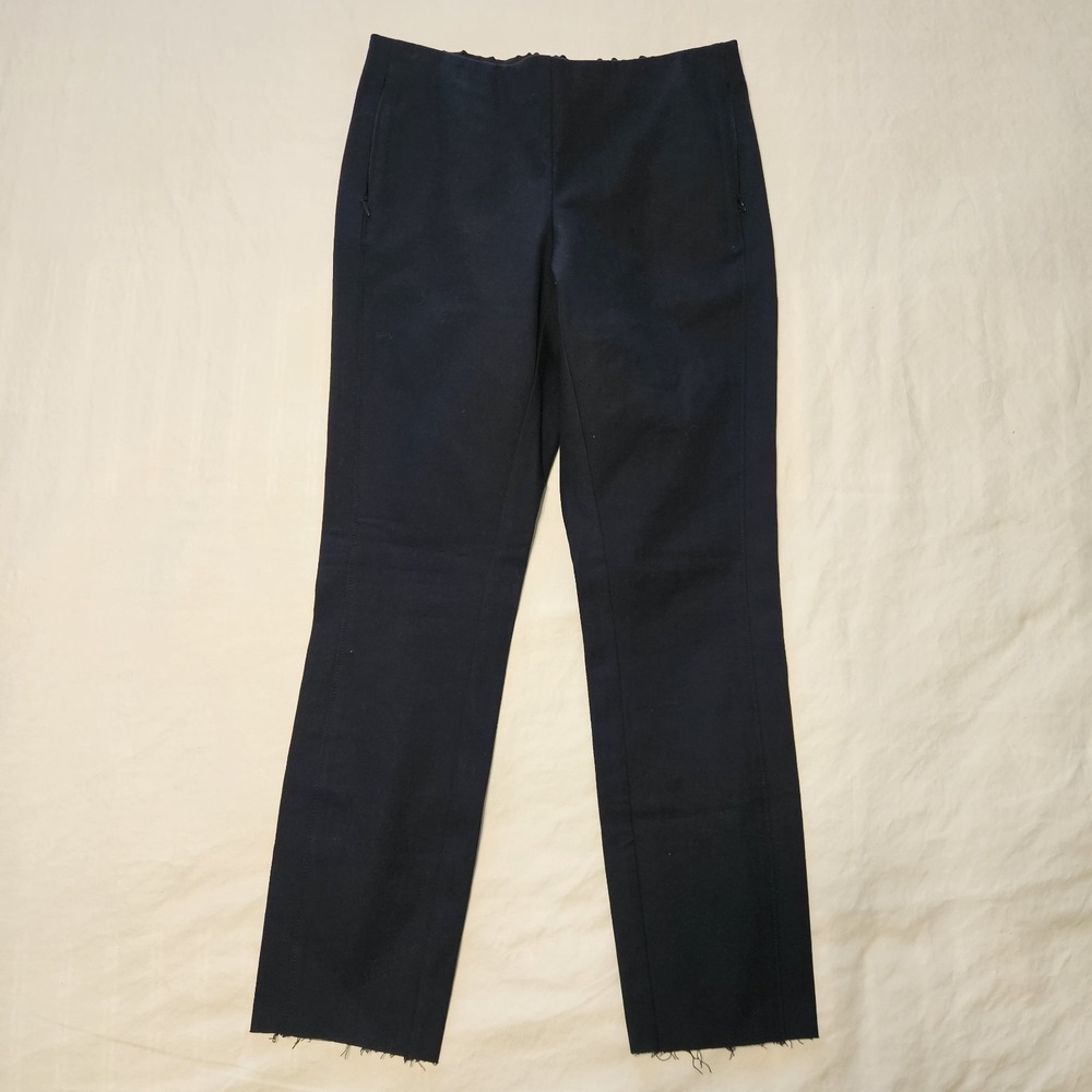 Lafayette 148 New York‎ Gramercy Acclaimed Stretch Pants Side Zip Small Raw Hem - Picture 2 of 7